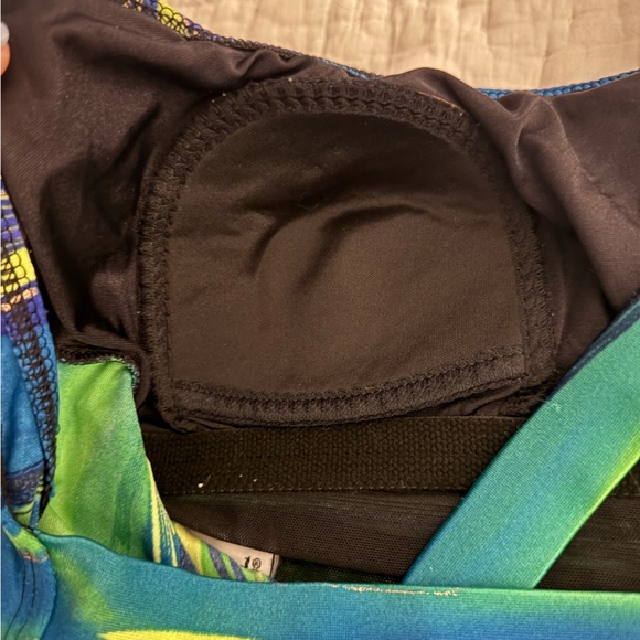 Vintage Longitude Swimsuit Blue/Green cross back. Size 10 - Picture 7 of 12